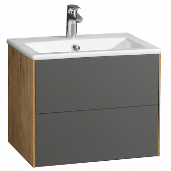 Тумба СОХО 60, дуб веллингтон, графит софт (под раковину ЭЛИНА 60)