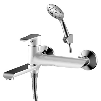 W35 Смеситель для ванны, плоск.пов.излив 170мм, р/ОД, хром/белый, ROS, W35-33