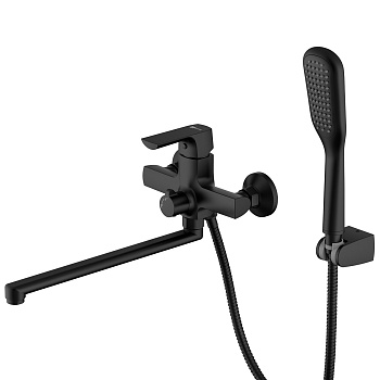 Ursus Смеситель для ванны,монолит.изилв 350мм,р/ОД,черный, LM, LM7251BL