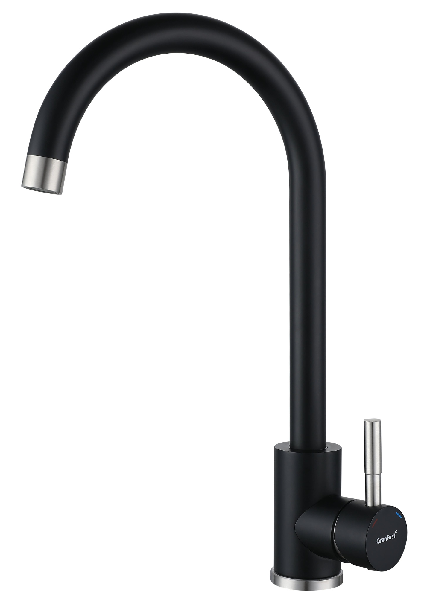 GRANFEST QUARZ Смеситель для кухни U-обр. D-35мм (черный)