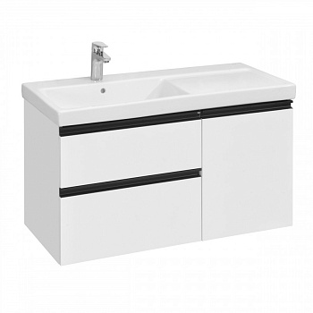 DOMI Тумба под раковину Gap Plus 100, 2 ящ., 1 дв., белый глянец, левая, ROCA