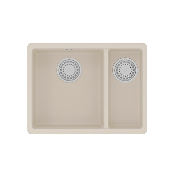 Кухонная мойка Lemark SINARA 550.2-U подстольного монтажа с доп.чашей из кварцгранита, Шампань 