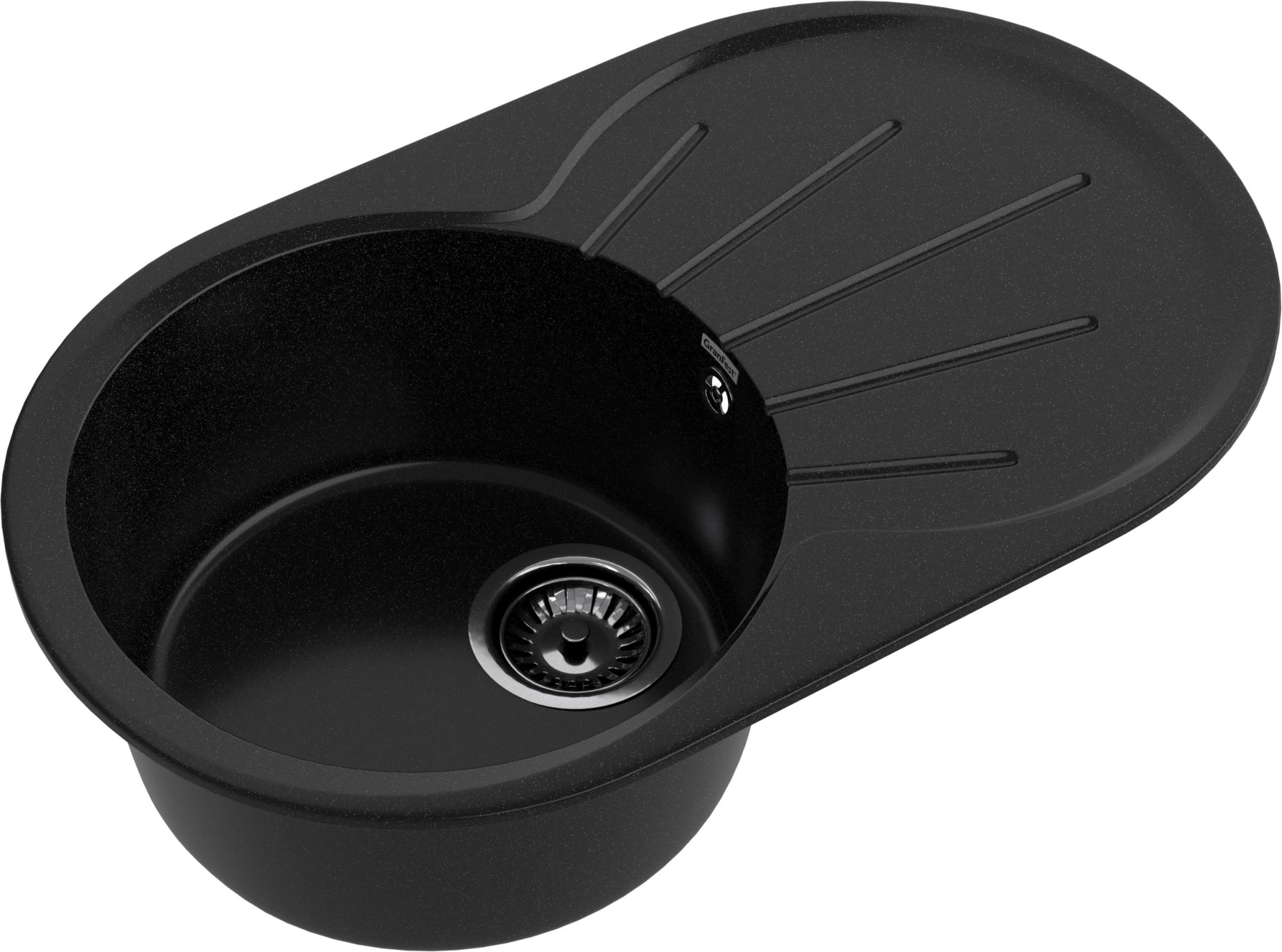 GRANFEST Мойка композит RONDO GF-R--750L  чаша с крылом 750*460мм   черный арт.GF-