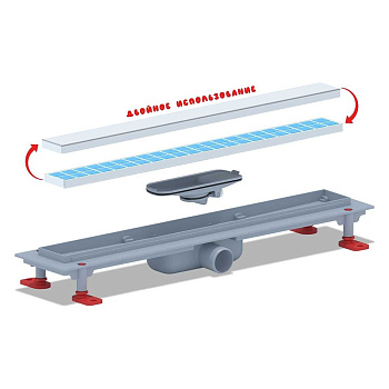 Трап линейный  пластиковый АНИ Пласт TLQ1055 DN40 с сухим затвором и матовой решёткой под плитку МОЛ 550х62 мм