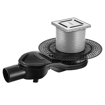 Трап водосток PLATZ Norma 100х100, хром глянец, S-сифон D50 H60 боковой, BERGES