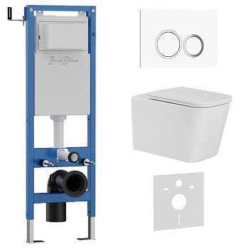 Комплект 3в1 IBERICA BLANCA инсталляция SILENCIO MINI, унитаз TOLEDO ALTO белый, кнопка смыва ESTI-O белый глянцевый (IB.001M.TLA.234.821)