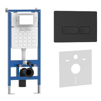 Комплект 2в1 IBERICA BLANCA инсталляция SILENCIO, кнопка смыва ESTI-R черный матовый (IB001.212)
