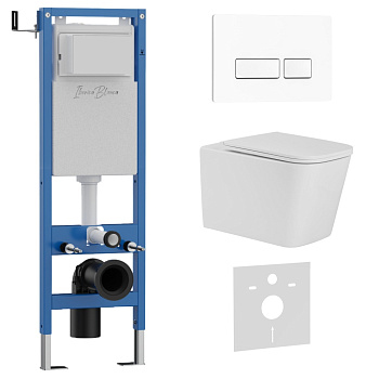 Комплект 3в1 IBERICA BLANCA инсталляция SILENCIO MINI, унитаз TOLEDO ALTO белый, кнопка смыва ESTI-R белый глянцевый (IB.001M.TLA.234.211)