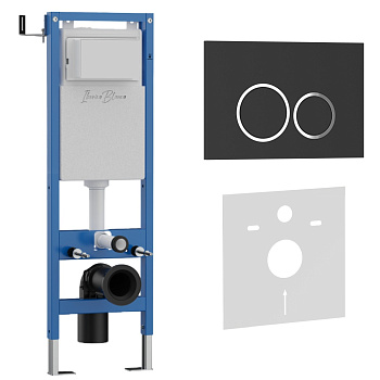Комплект 2в1 IBERICA BLANCA инсталляция SILENCIO MINI, кнопка смыва ESTI-O черный матовый (IB.001M.822)