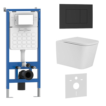 Комплект 3в1 IBERICA BLANCA инсталляция SILENCIO, унитаз TOLEDO ALTO белый, кнопка смыва ESTI-S черный матовый (IB001.TLA.234.851)