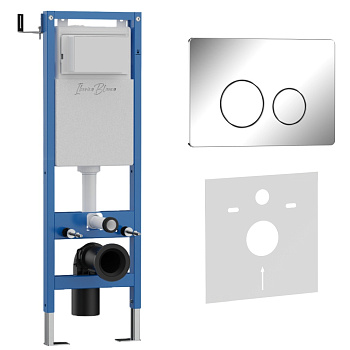Комплект 2в1 IBERICA BLANCA инсталляция SILENCIO MINI, кнопка смыва INOX-O хром глянцевый (IB.001M.8131)