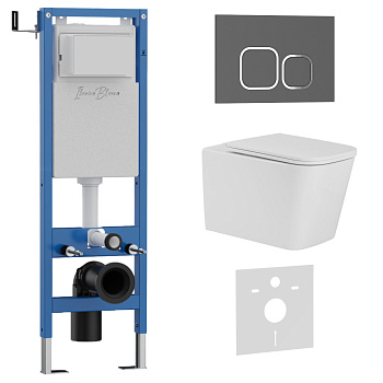 Комплект 3в1 IBERICA BLANCA инсталляция SILENCIO MINI, унитаз TOLEDO ALTO белый, кнопка смыва ESTI-Q серый матовый (IB.001M.TLA.234.837)