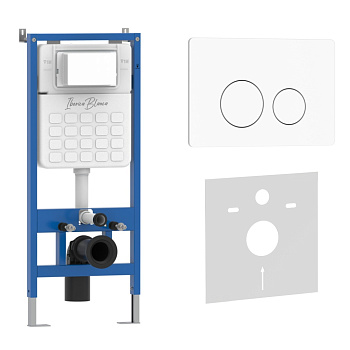 Комплект 2в1 IBERICA BLANCA инсталляция SILENCIO, кнопка смыва INOX-O белый матовый (IB001.811)